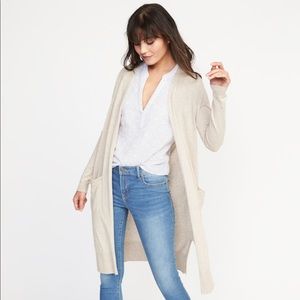 Super long open front sweater